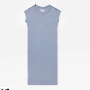 Everlane Luxe Cotton Side Slit Dress Blue XS